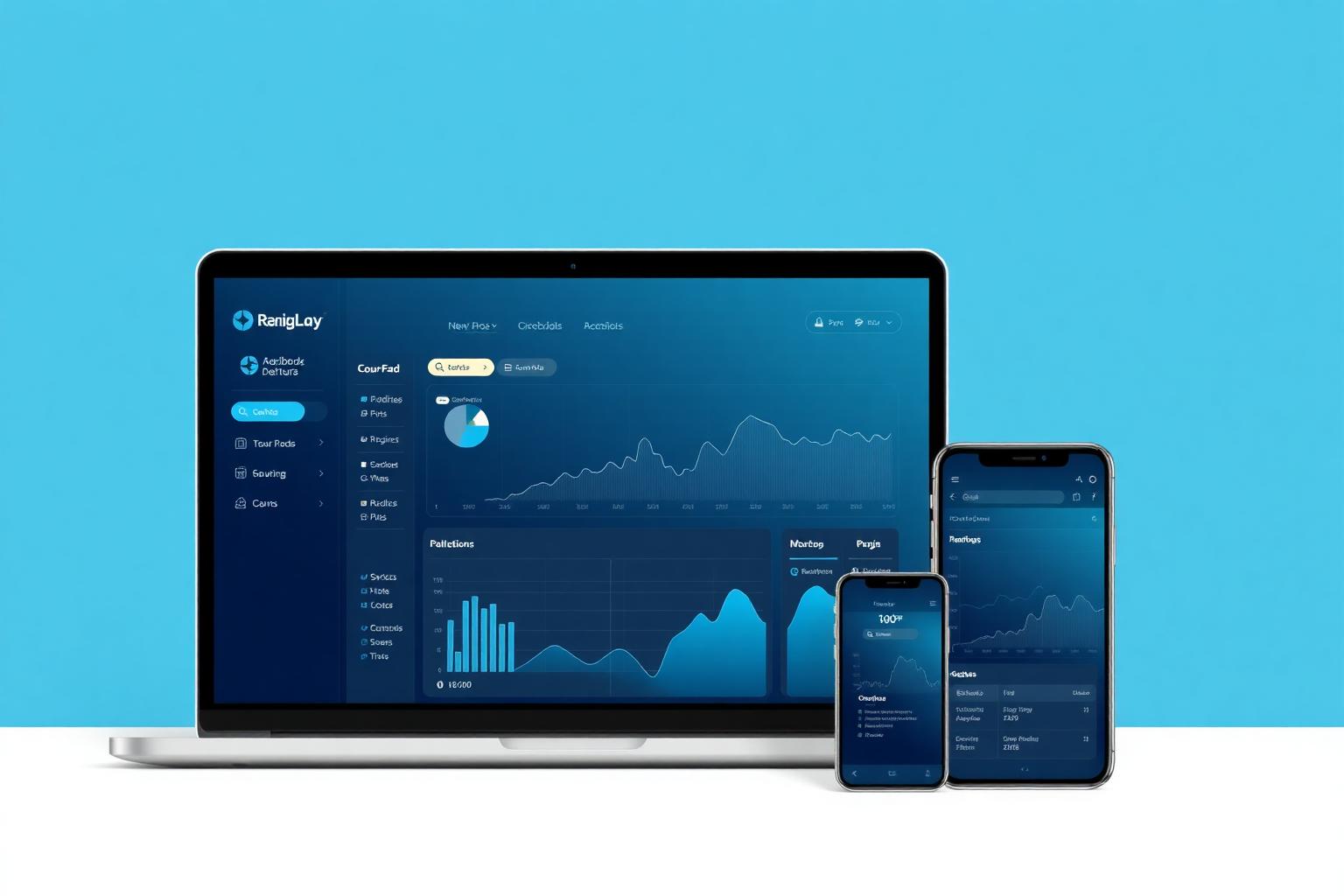 Dashboard da Rede Web Cristã em computador, tablet e smartphone